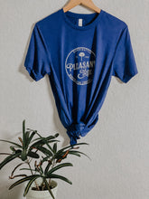 Load image into Gallery viewer, Navy triblend tee with Pleasant Tree Woodworking Co. logo

