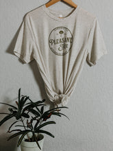 Load image into Gallery viewer, Oatmeal triblend tee with Pleasant Tree Woodworking Co. logo
